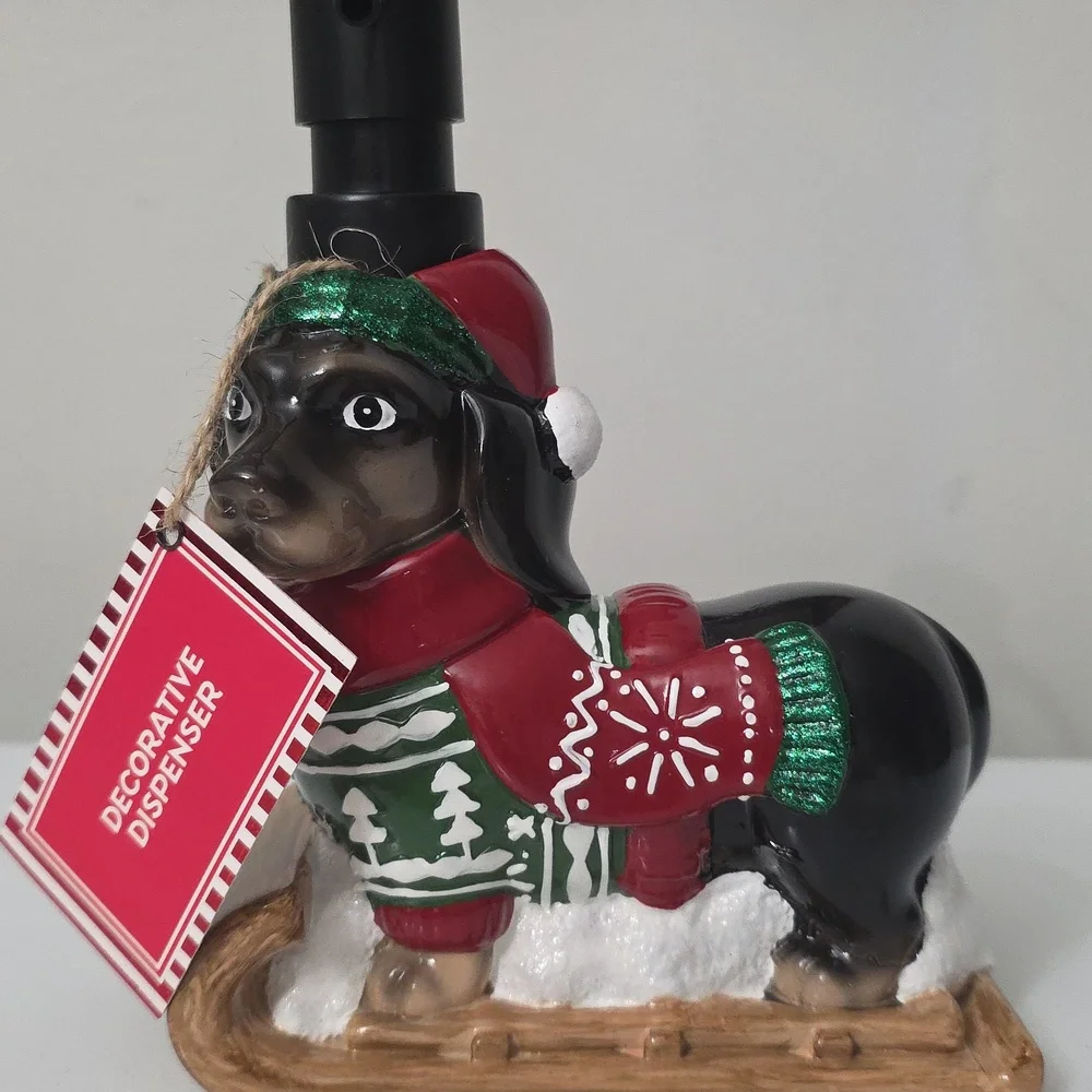 The Holiday Shoppe Holiday Festive Dog Soap Dispenser, NWT
